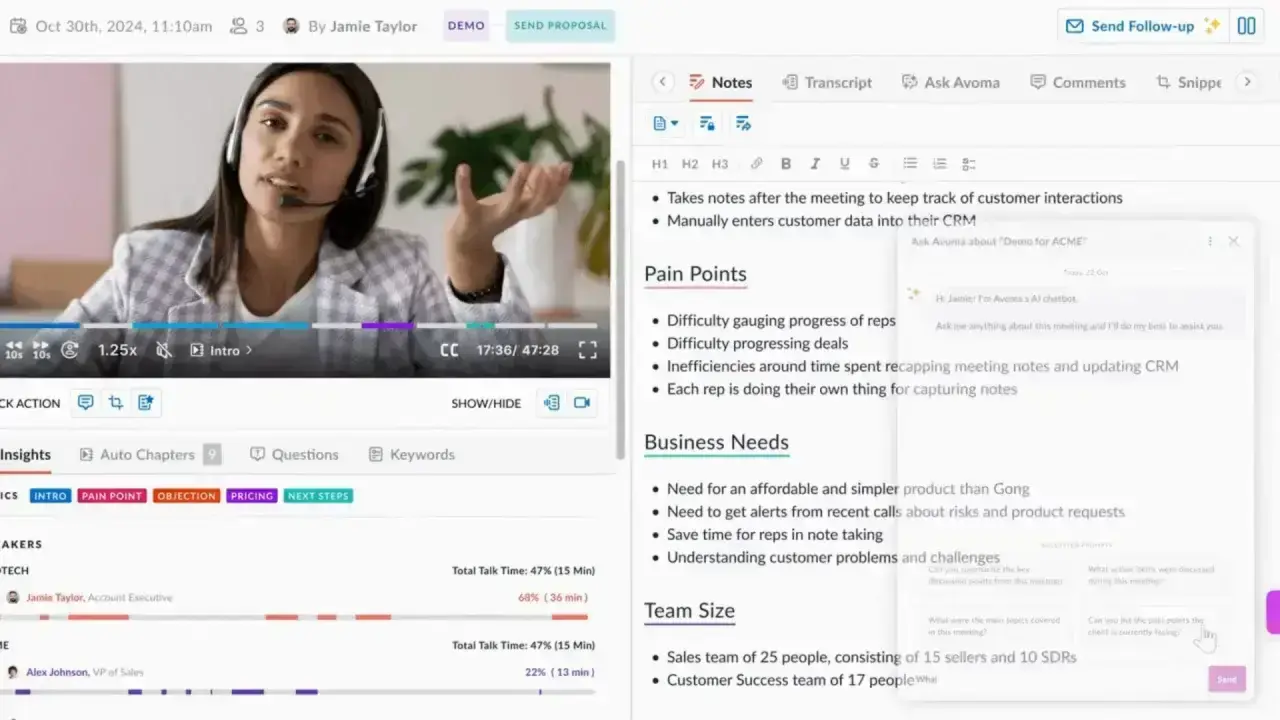 review of Avoma for sales teams